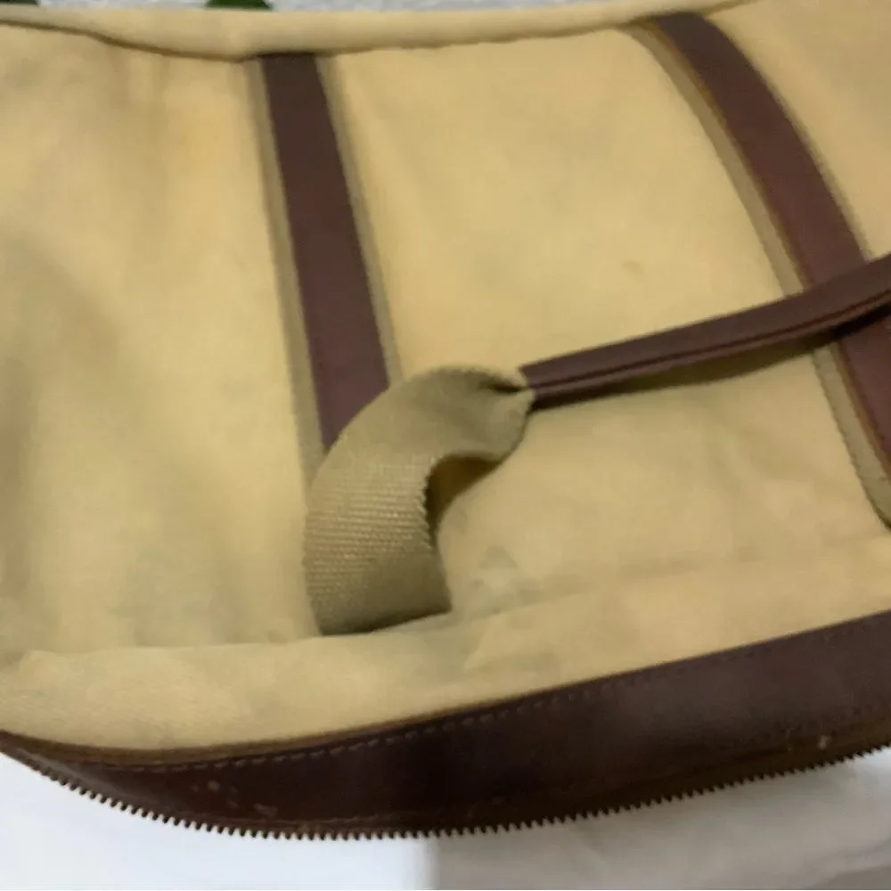 LL BEAN KHAKI CANVAS BROWN LEATHER 18